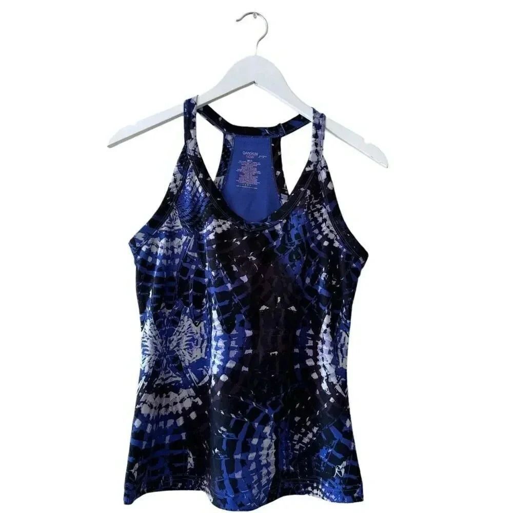 Danskin Now Tank Top Sleeveless Racerback Blue Dri More Tech Build M